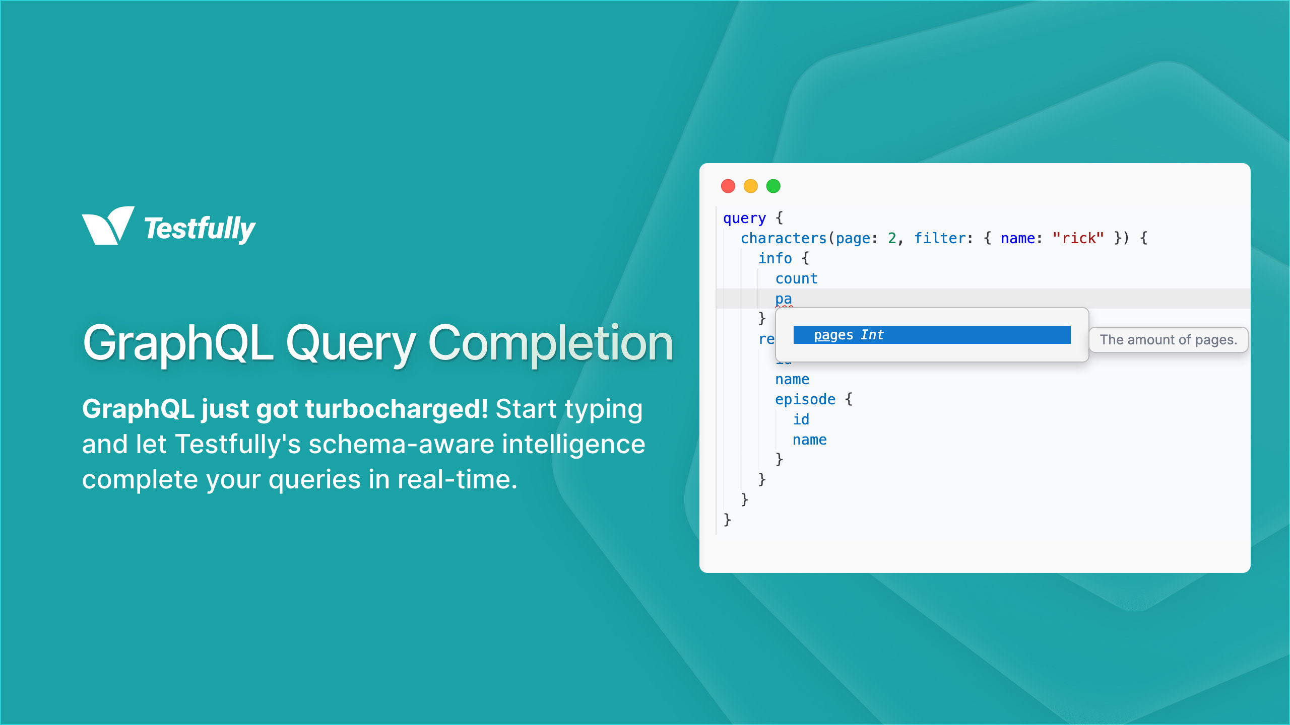 Screenshot of a GraphQL query completion