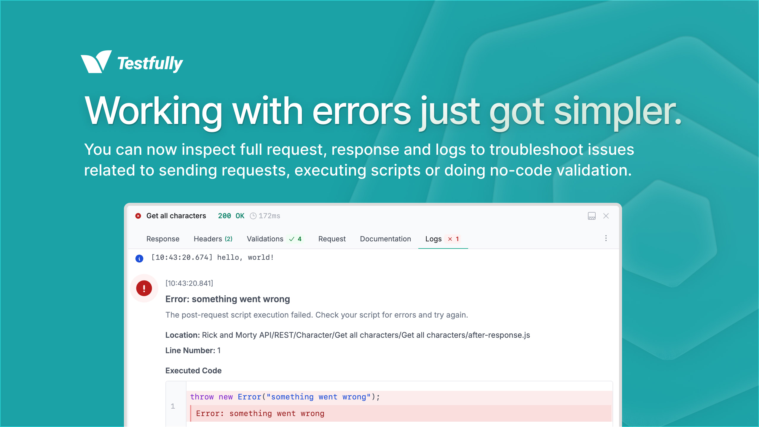 Debugging errors in Testfully